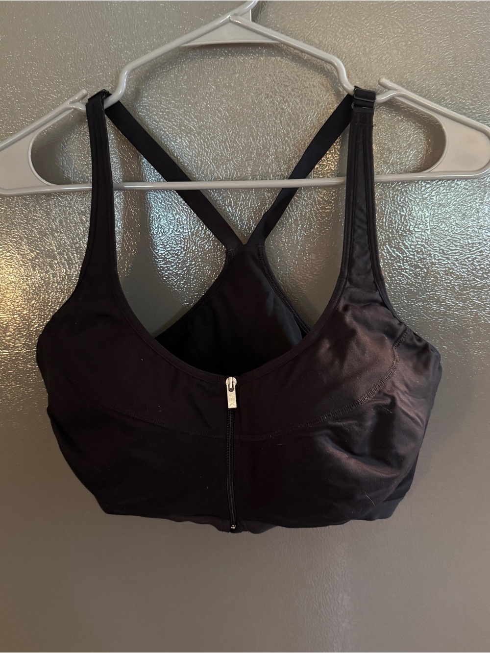 Victoria's Secret Black Front-Zip Crisscross Back Sports Bra